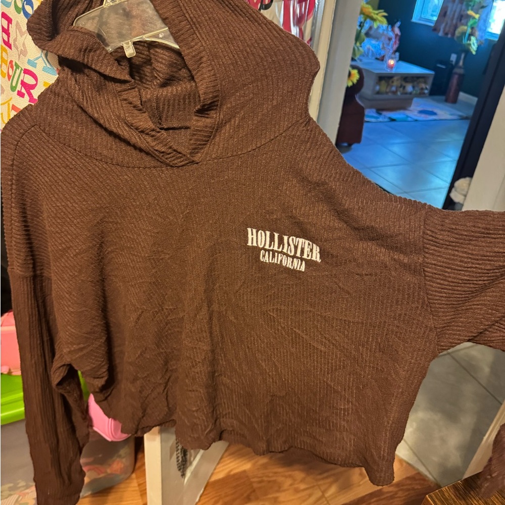 Hollister Brown Hooded Sweater